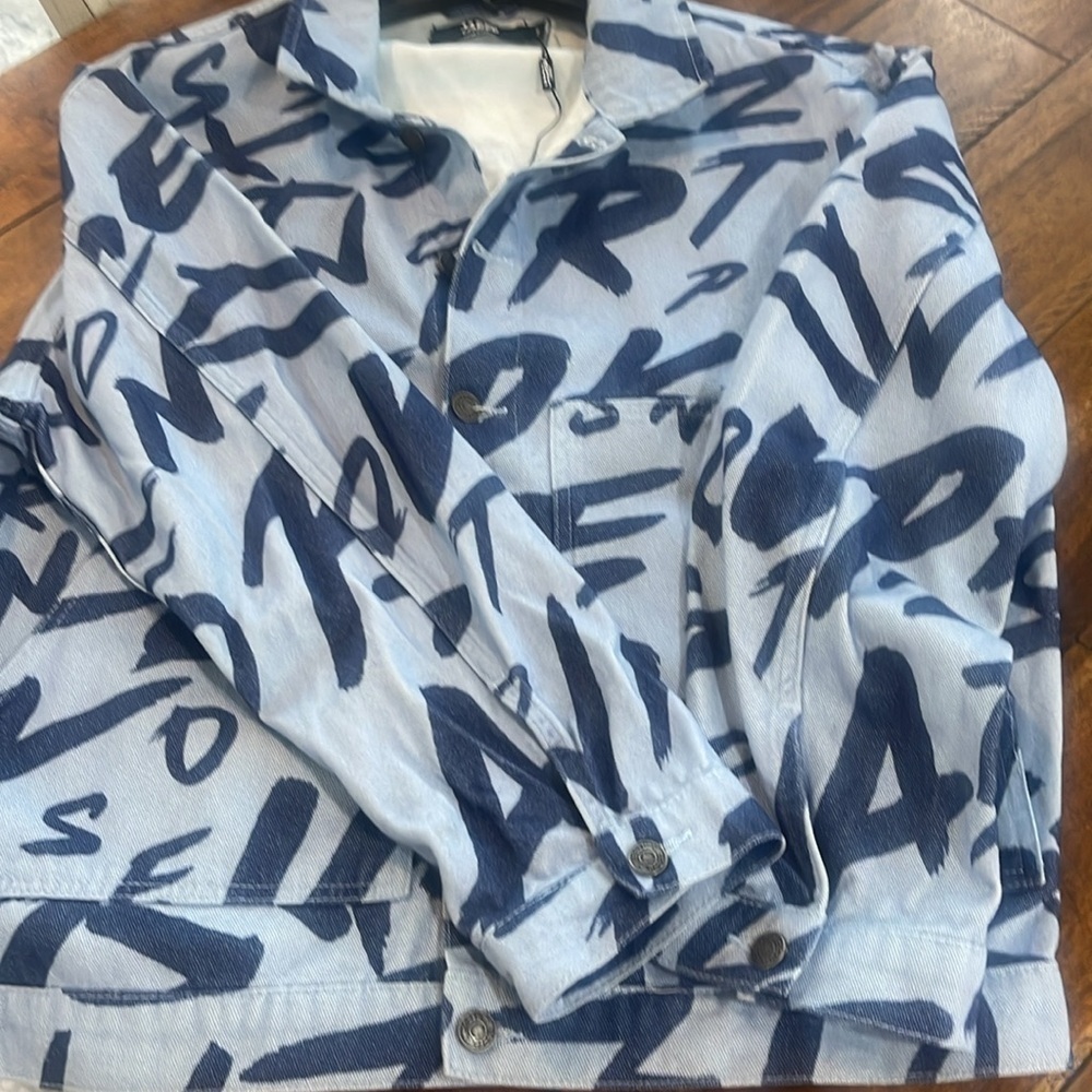 Jaded London Graffiti Blue Jean denim jacket oversized Small urban street wear - Picture 13 of 16